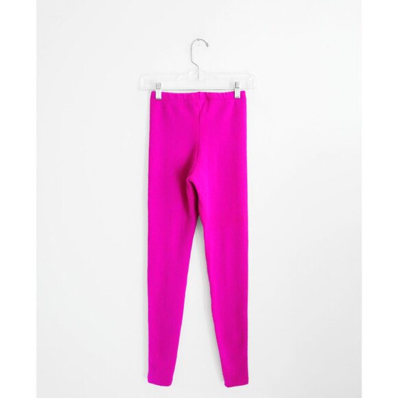 Vtg 80s Adrienne Vittadini Neon Pink Magenta Wool Angora Knit Leggings sz Small - Picture 2 of 3